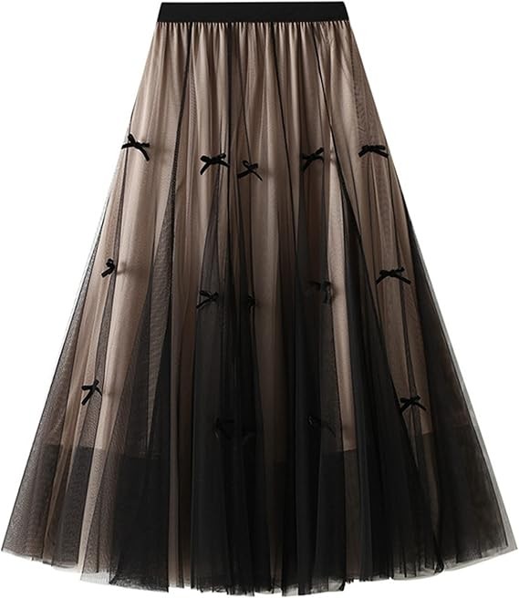 Women's A-Line Fairy Elastic Waist Polyester Spandex Midi Skirt