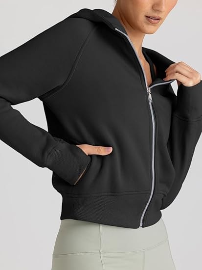 Womens Zip Up Hoodies Jackets Cropped Sweatshirts Fleece Fall Outfits Casual Comfy Y2k Tops Winter Clothes 2026